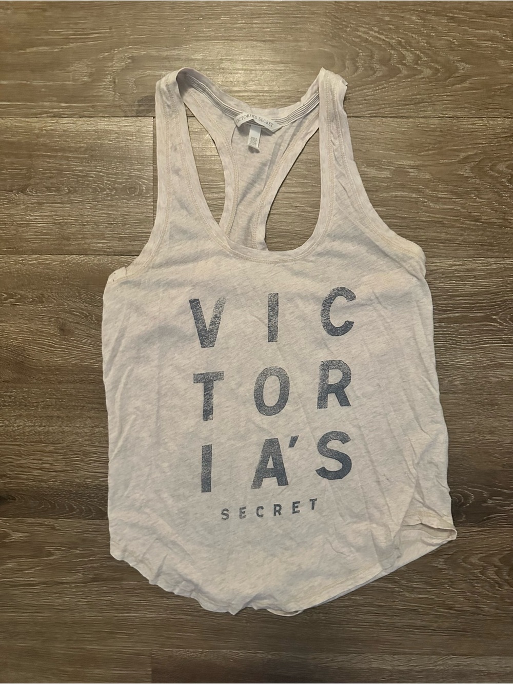 Victoria's Secret Light Gray Logo Racerback Tank